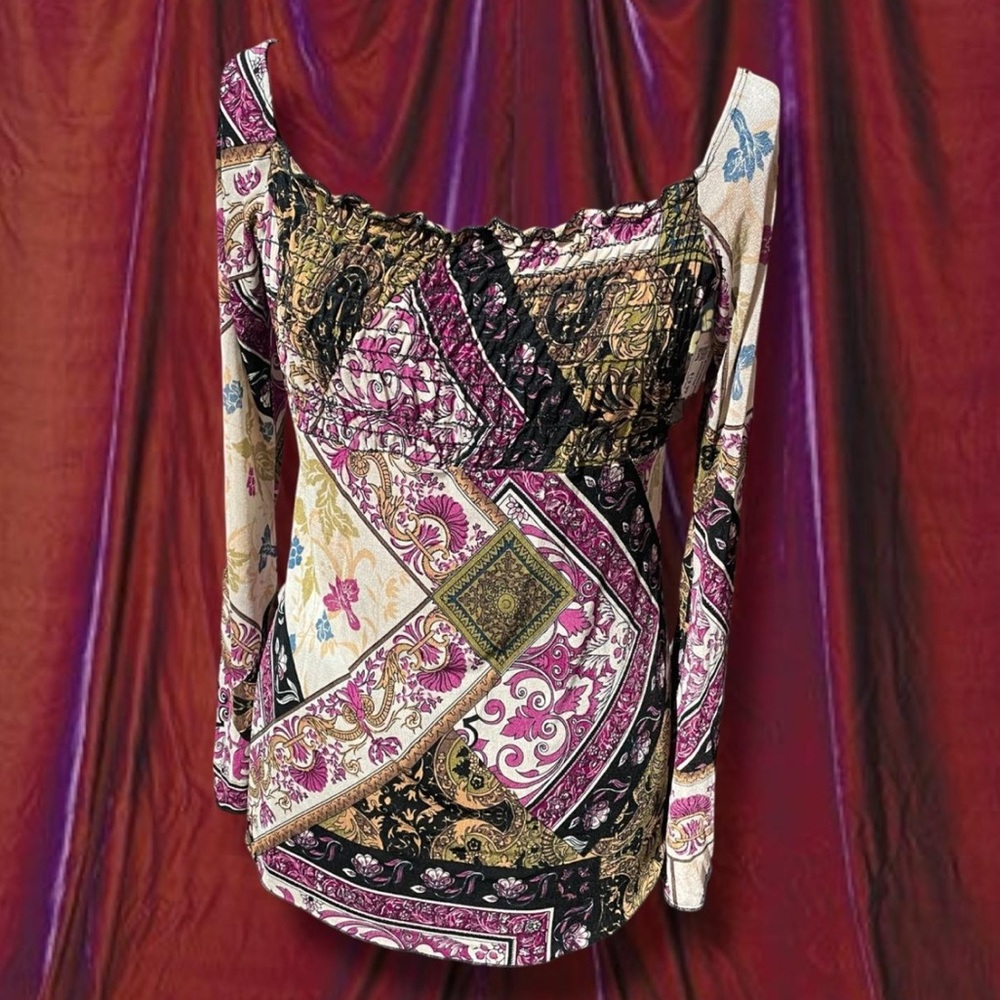 Y2K Paisley Bell Sleeve Top | MKM Designs Boho Fairy Festival Blouse